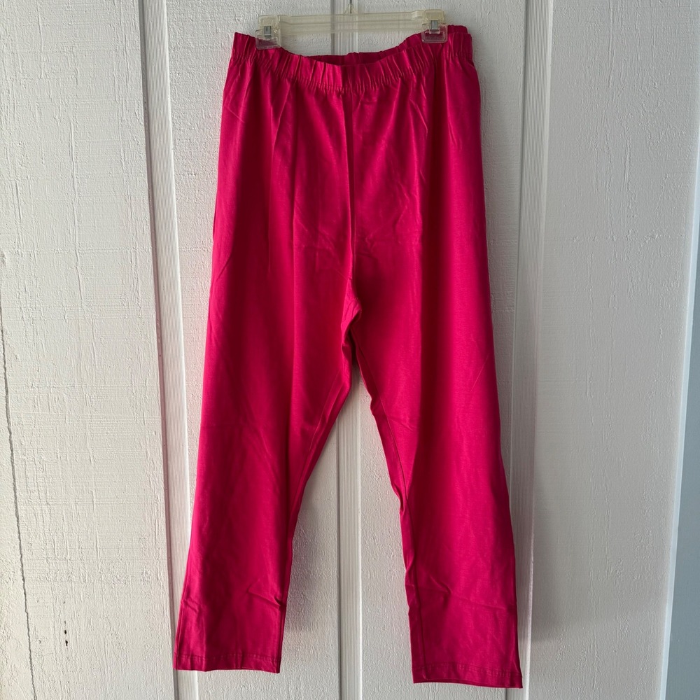 Roaman's Cotton Spandex Pull On Pants Comfort Casual Lounge Hot Pink 4X